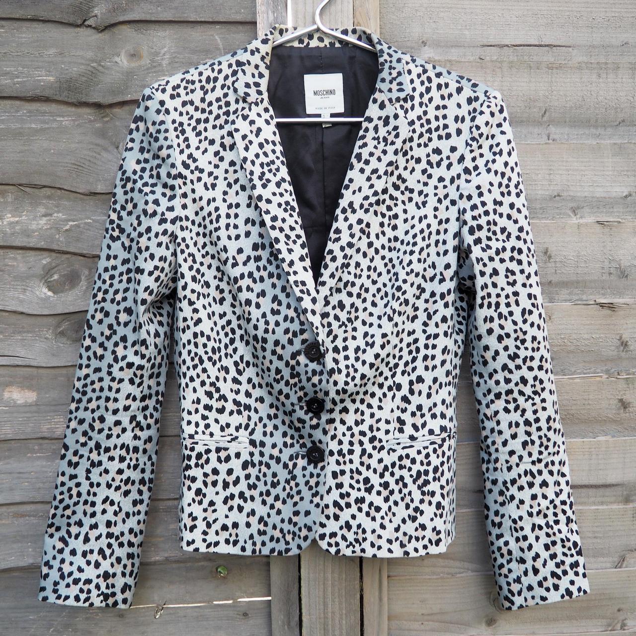 Moschino Jeans Women's Leopard Print Blazer Jacket... - Depop