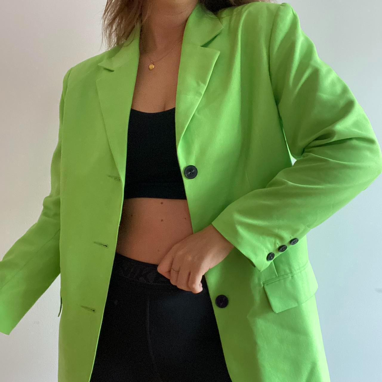 PRELOVED Topshop lime green blazer. Size XS seen