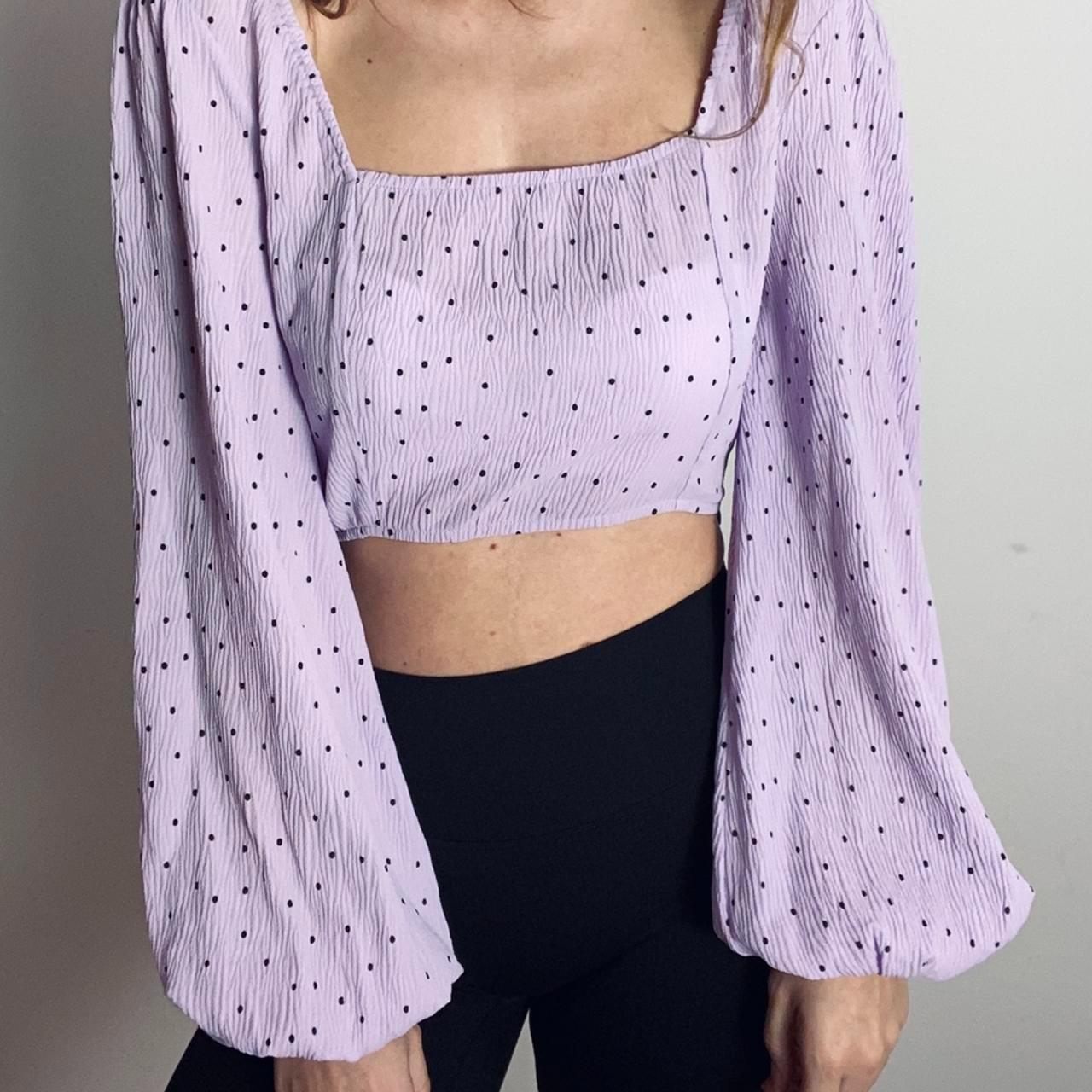 Purple polka dot blouse online