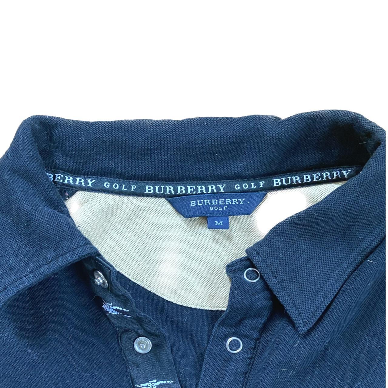 Classic Burberry dark navy polo shirt, size large , - Depop