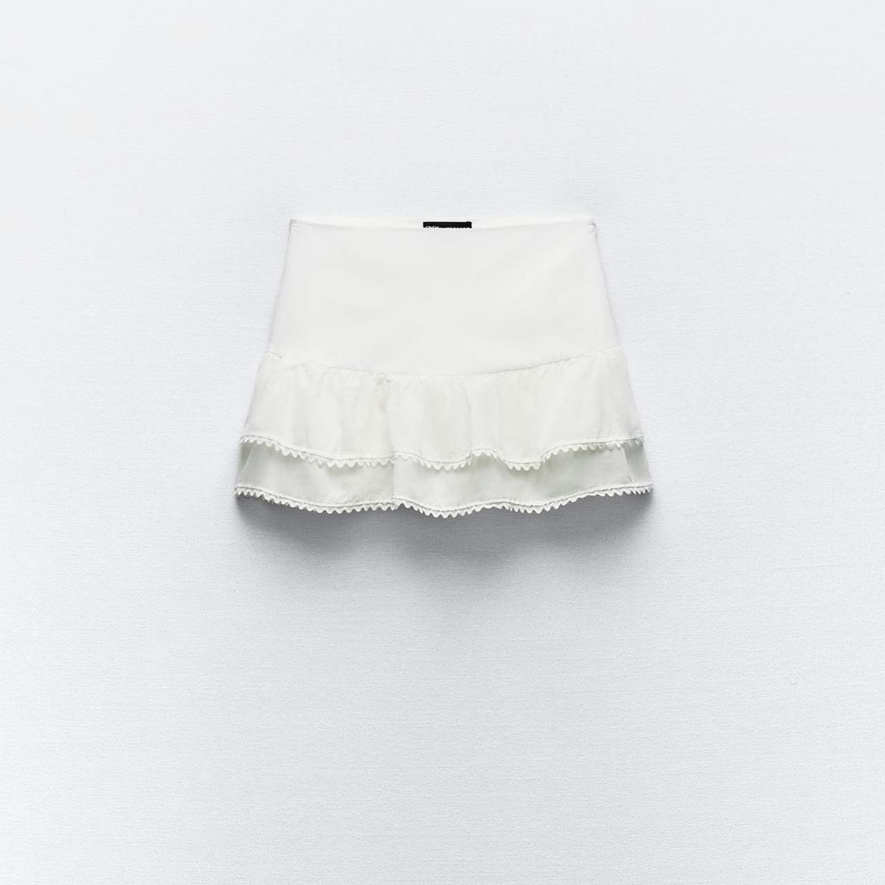 White frill skirt from Zara. Size xs. Paid €26. Open... Depop