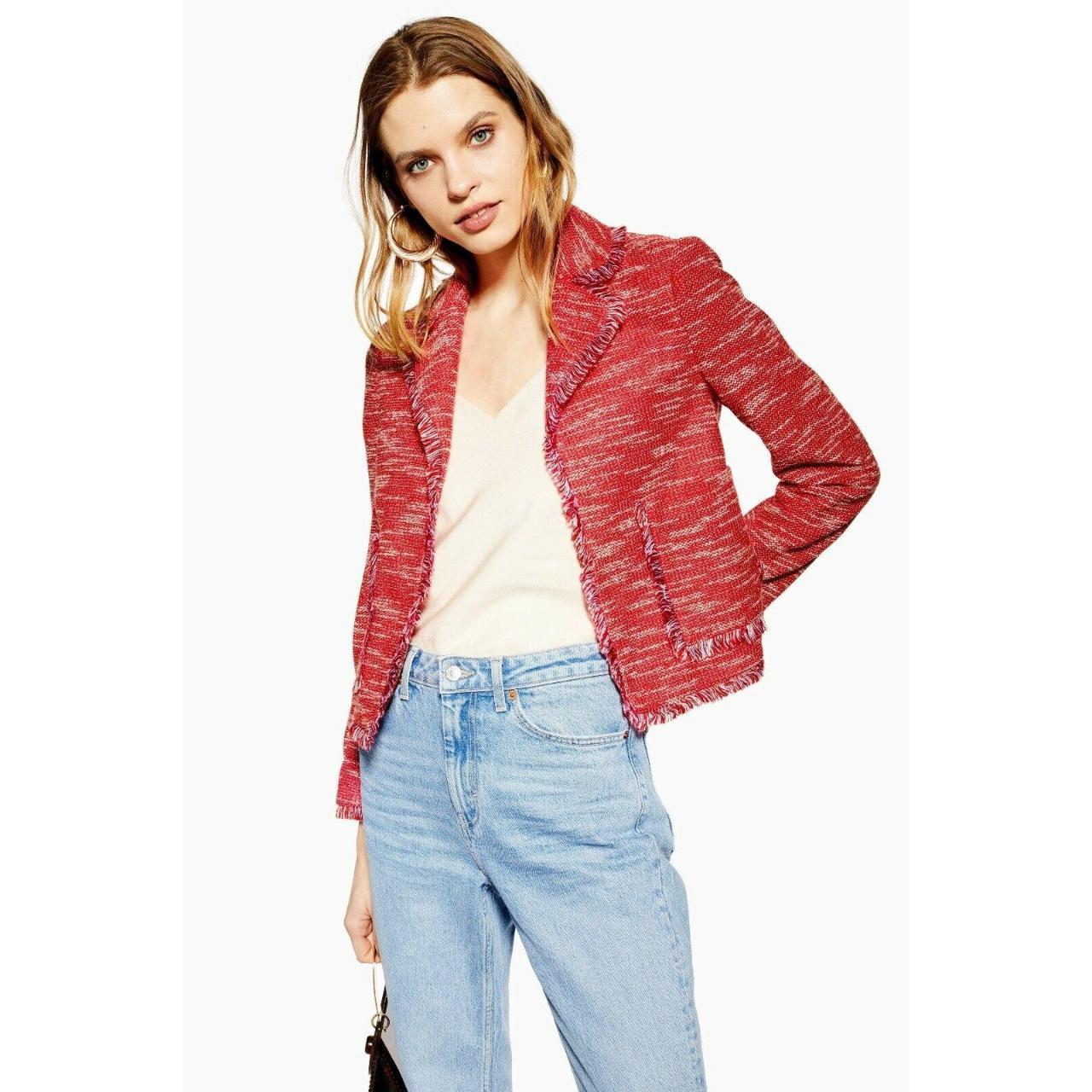 Topshop tweed hot sale blazer womens