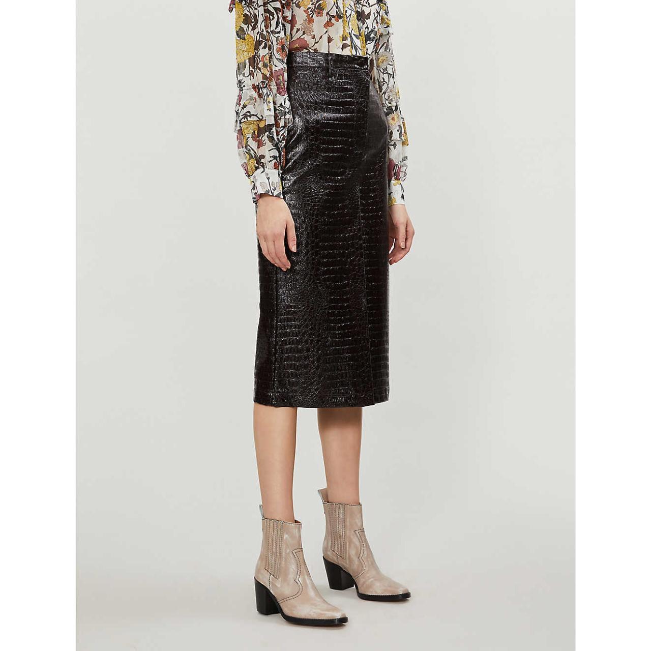 TOPSHOP Croc Embossed Pencil Skirt Faux