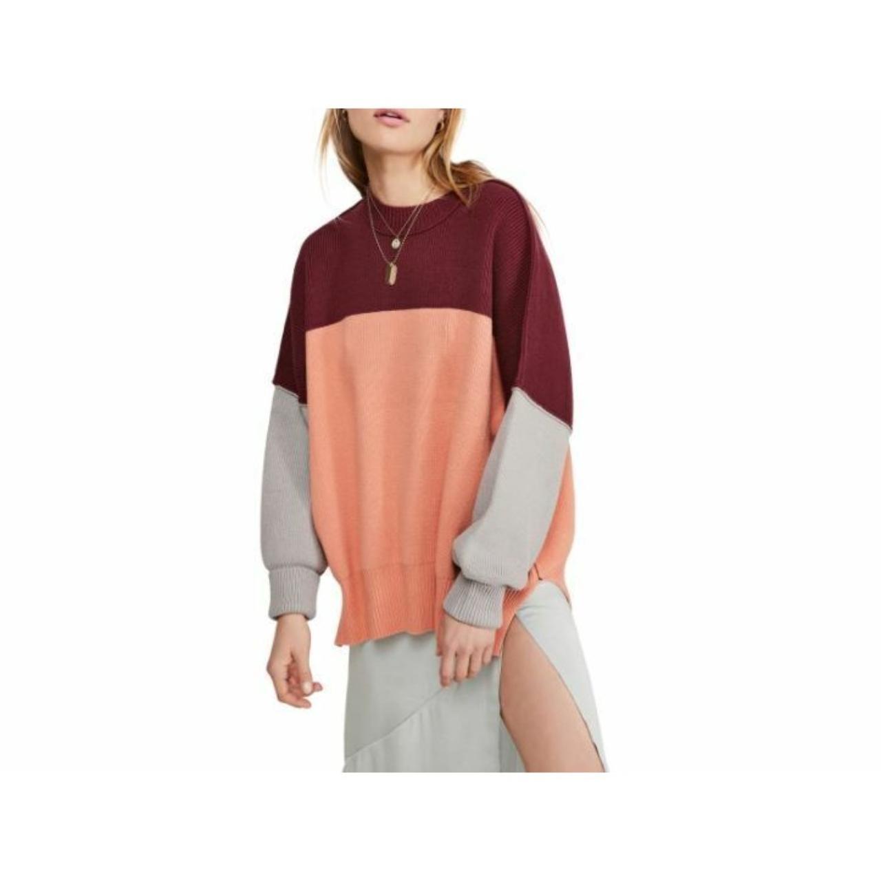 Free People Easy Street Tunic Peach Combo Oversized Dolman Sweater store Size