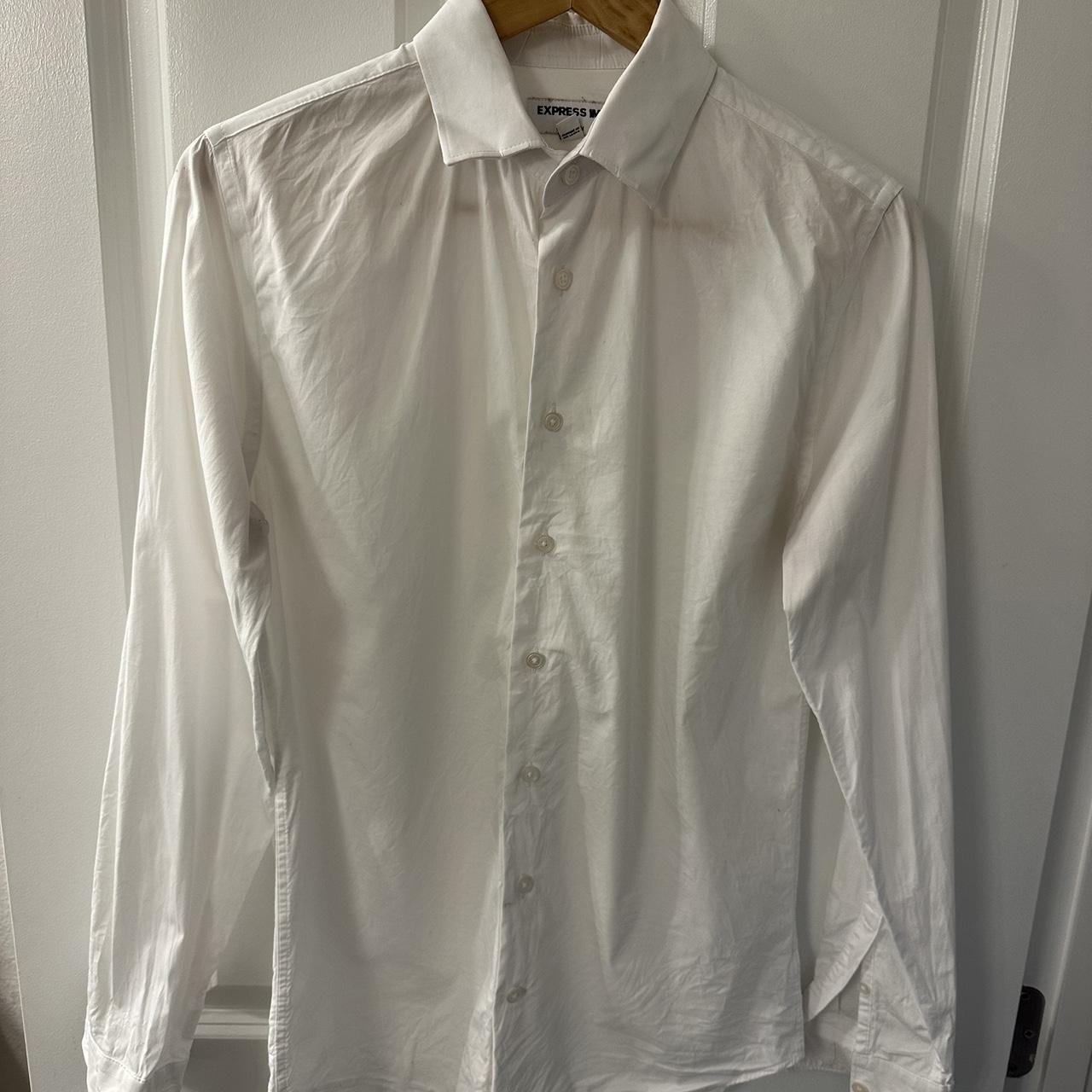 Men's Express 1MK extra slim white dress shirt... - Depop