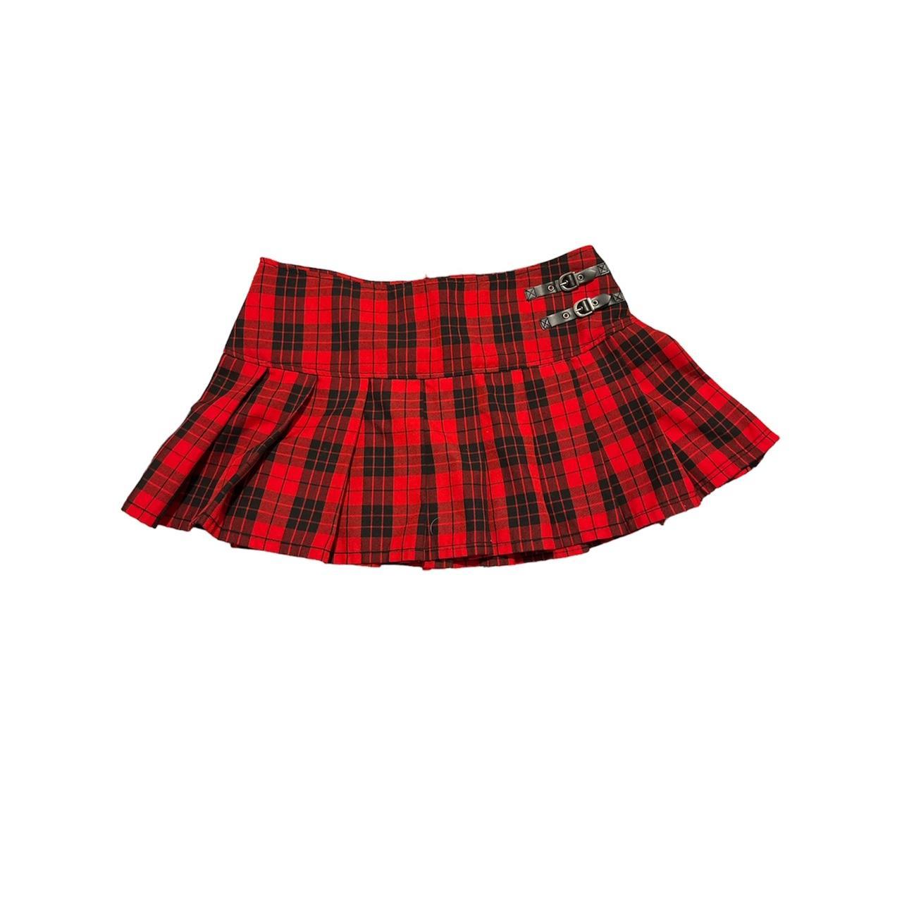 y2k red plaid avril lavigne mini skirt size 9 so... - Depop