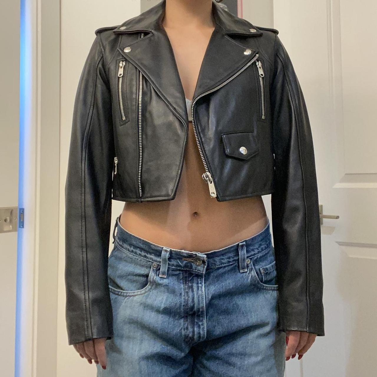 Sam edelman cropped hot sale leather jacket