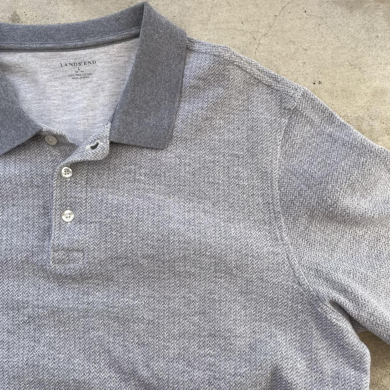 Vintage Y2K Gray Lands’ End Knit Polo size L... - Depop