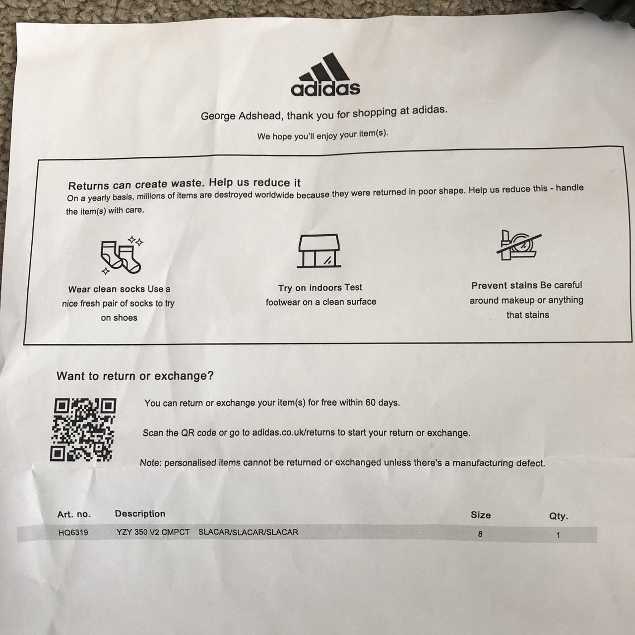 Adidas yeezy delivery note best sale