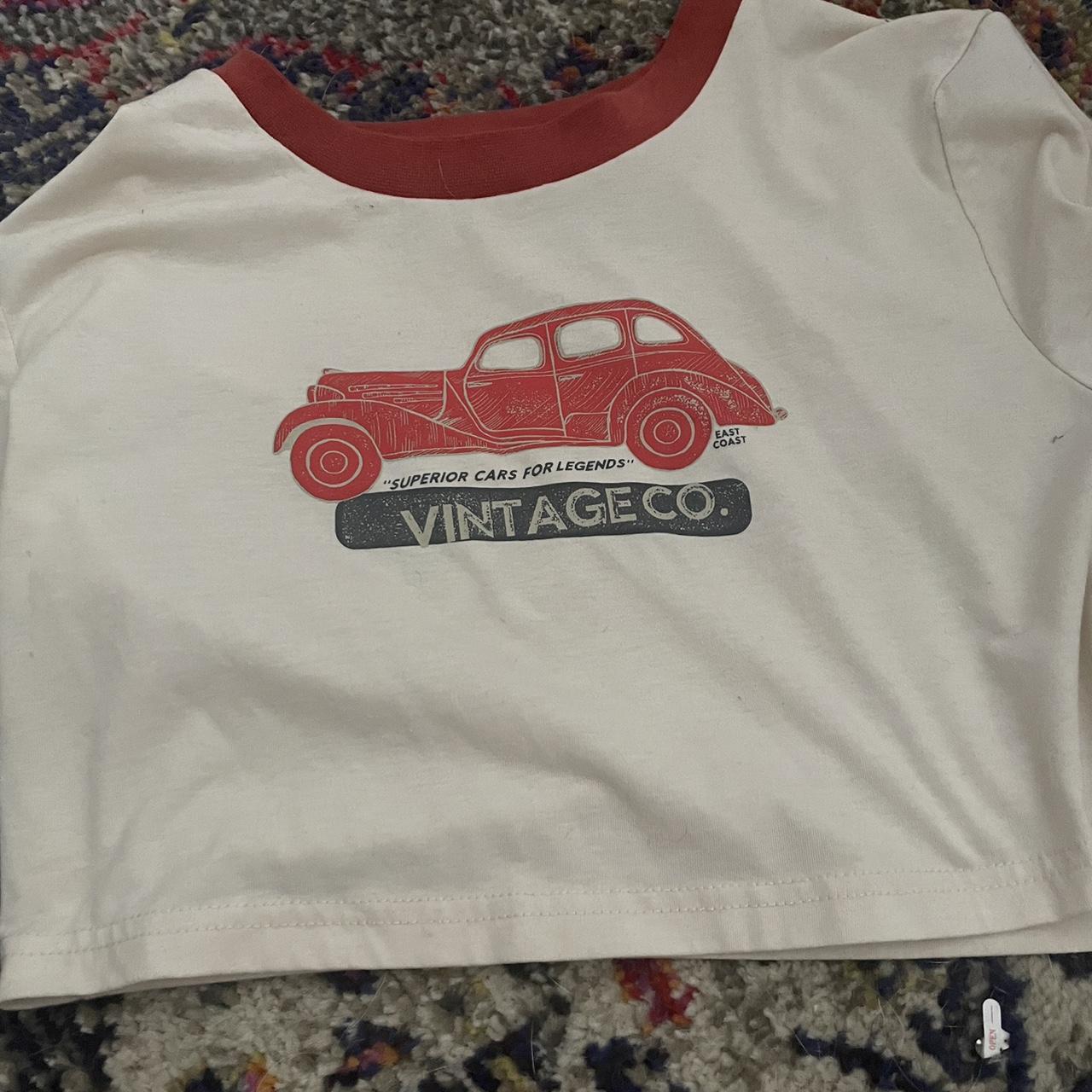 Cider Women's Cream and Red Tshirt Depop