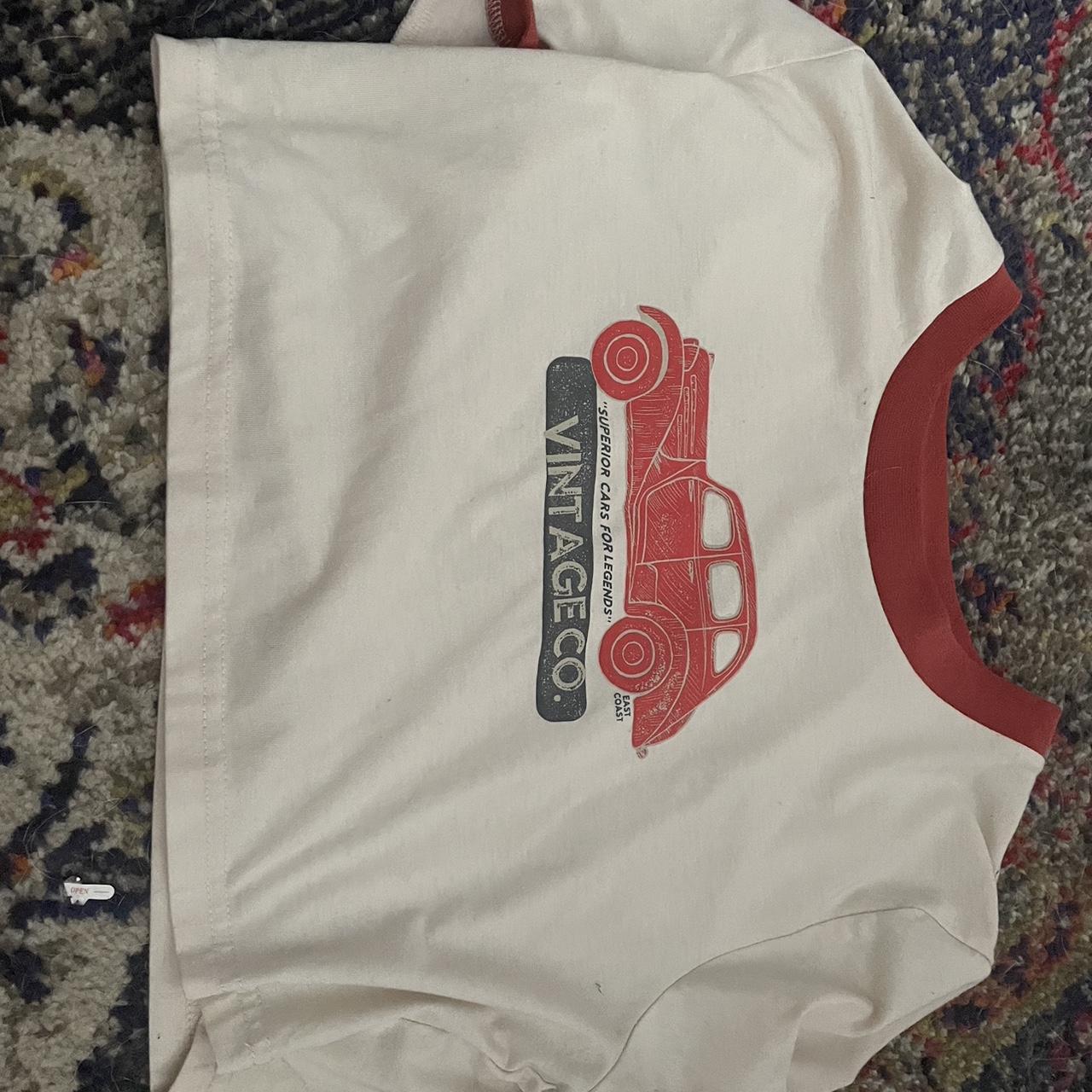 Cider Women's Cream and Red Tshirt Depop