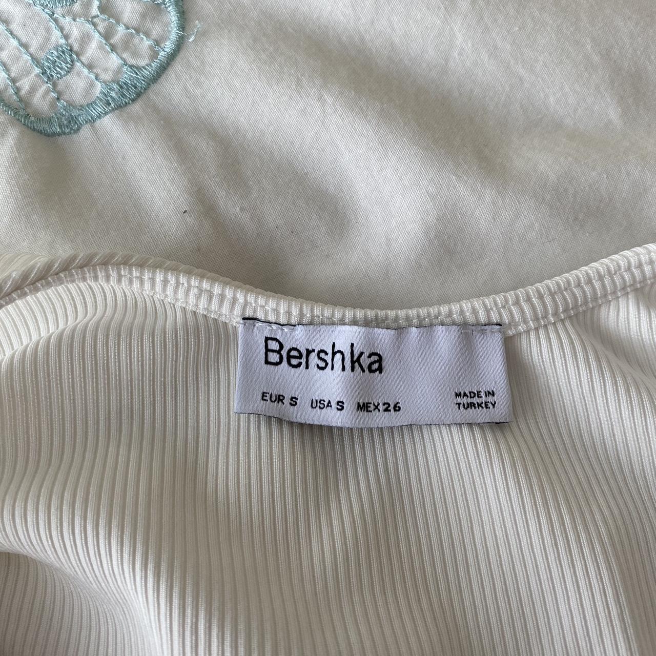 Bershka white ribbed crop top size S like new, never... - Depop