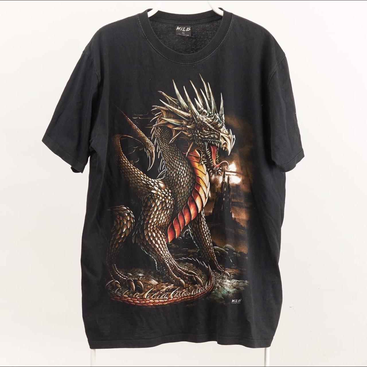 Wild Dragon Y2K T-Shirt Black XL Featuring front... - Depop