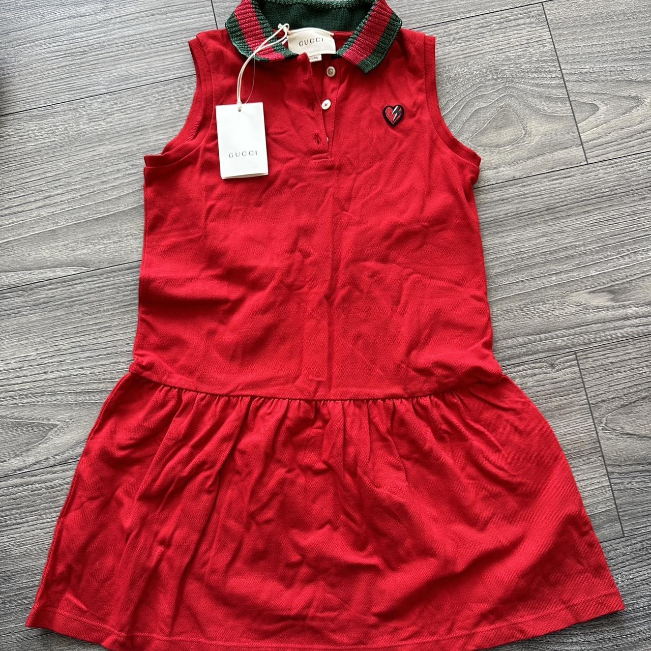 Adorable kids Gucci dress Sparkly green and red... - Depop