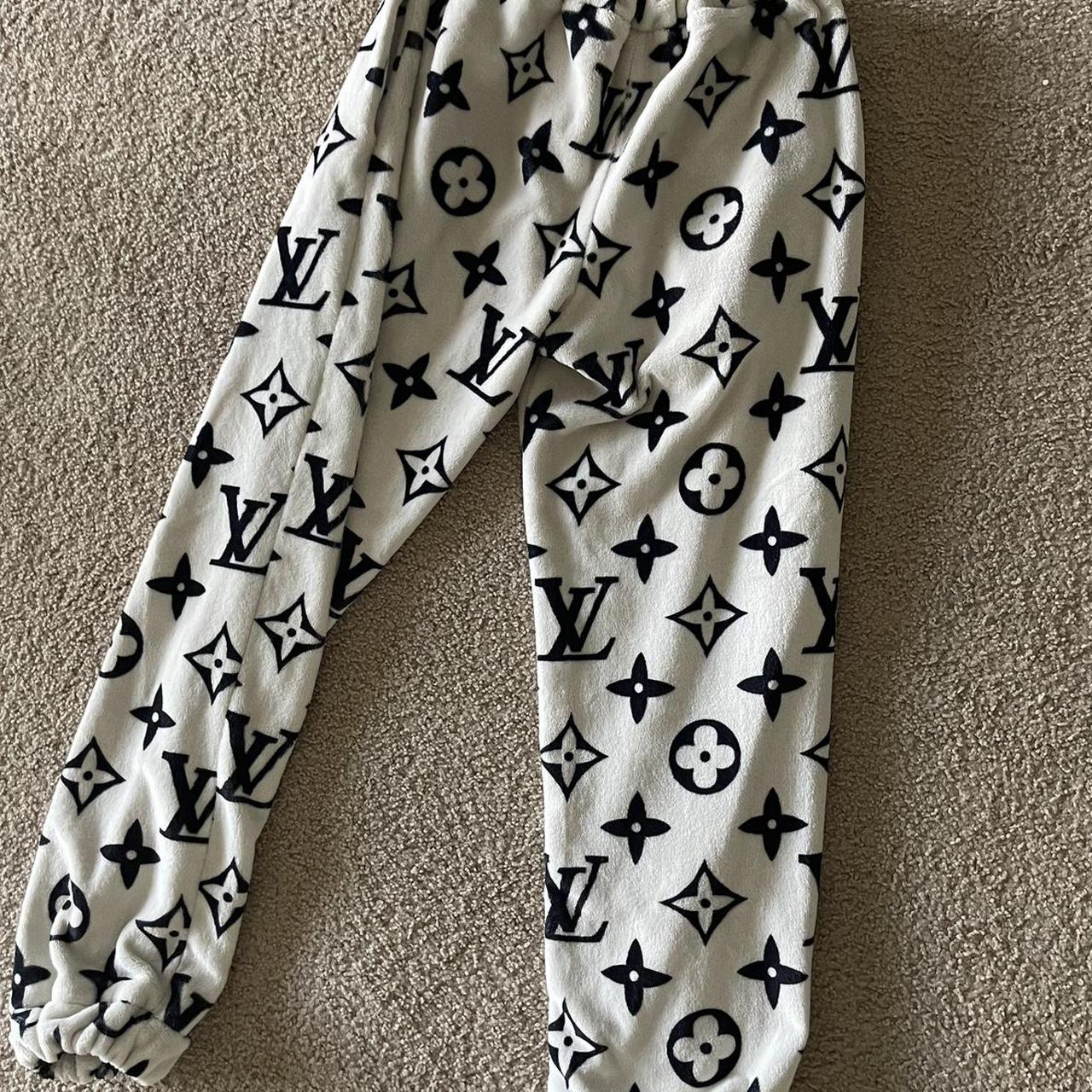 Fluffy LV tsuwoop sweatpants. Great condition with... - Depop