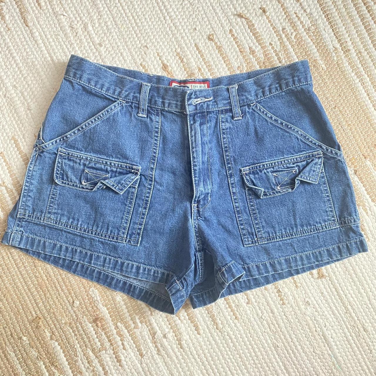 CRAZY SUPREME DOUBLE KNEE JORTS LIGHT WASH - Depop