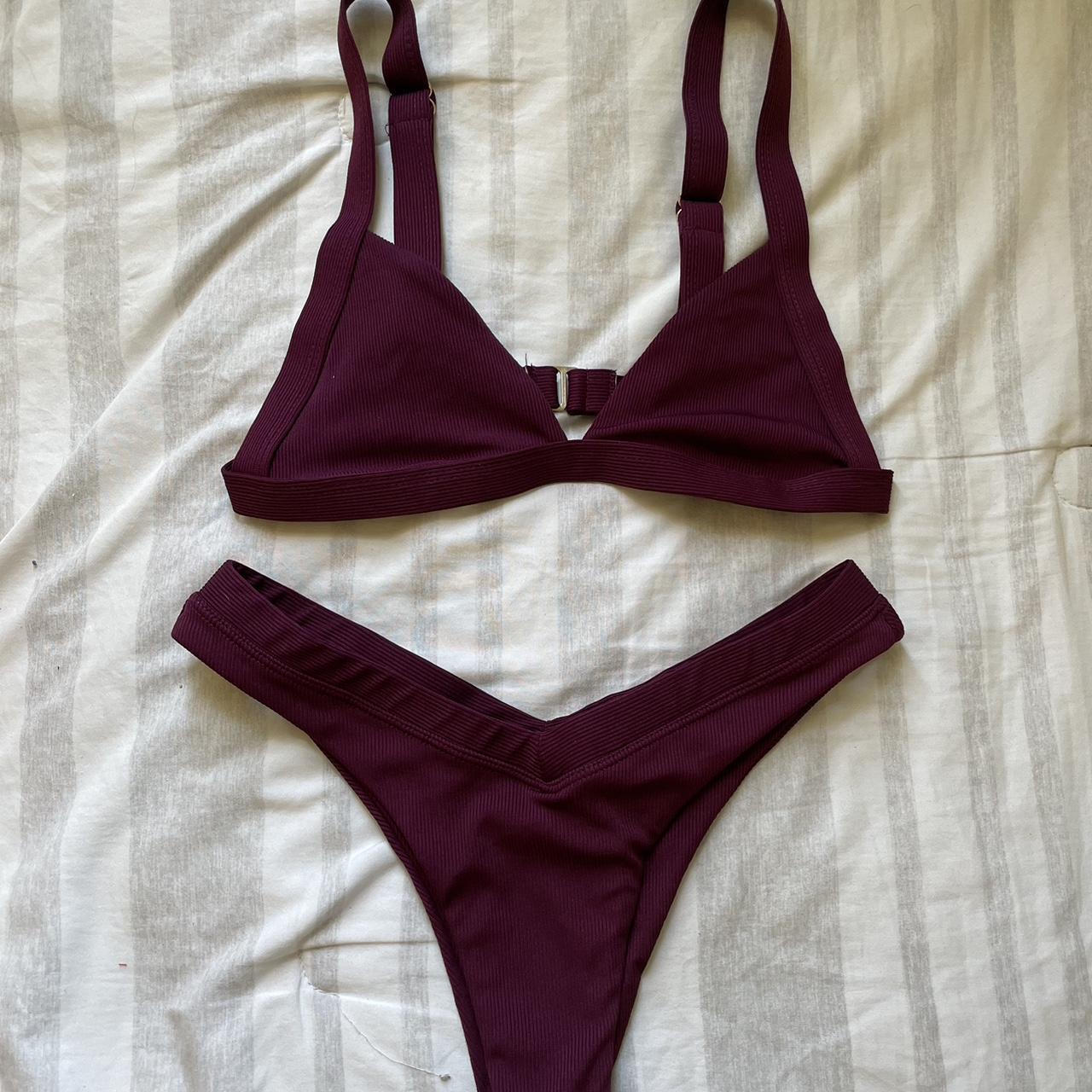 SHEIN Women's Burgundy Bikinis-and-tankini-sets | Depop