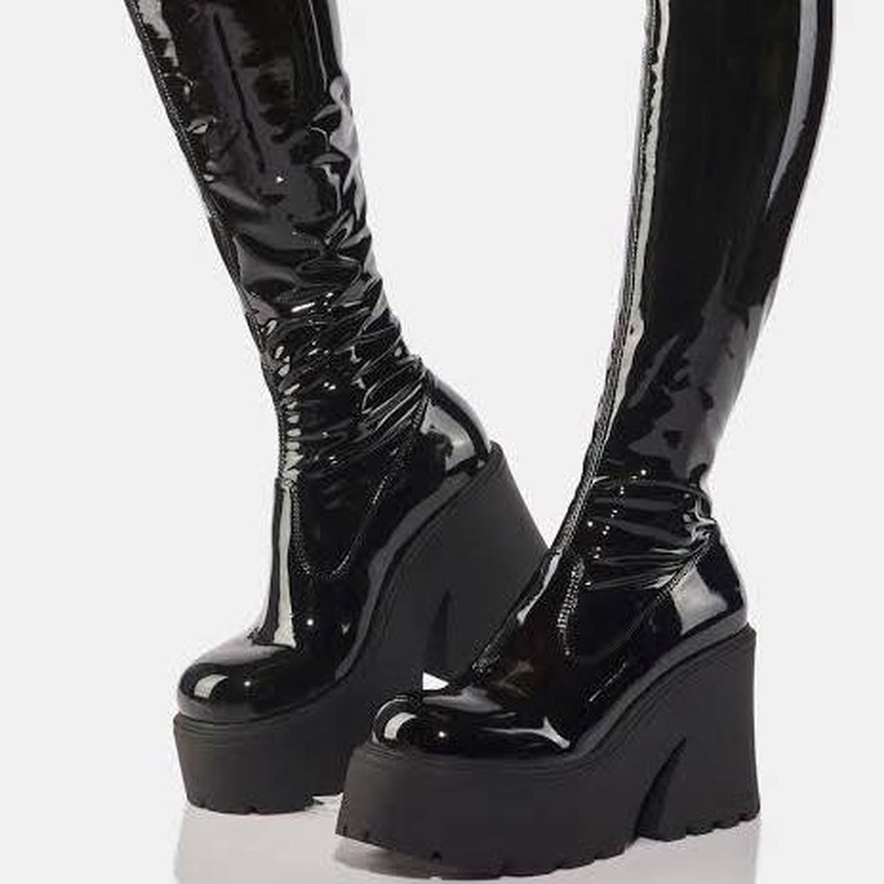 Windsor Smith Fuse knee high boots in patent black!... Depop