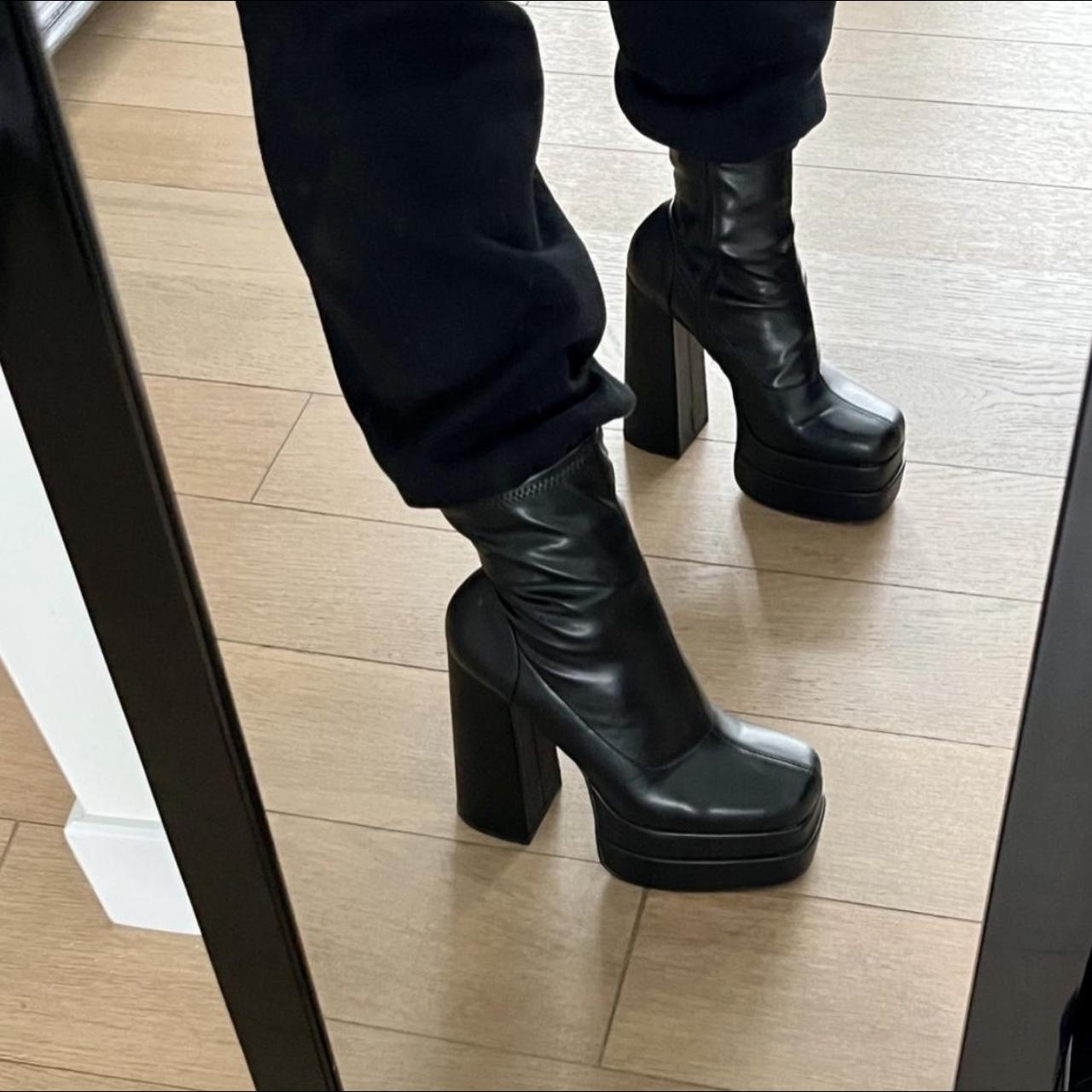 heeled platform booties