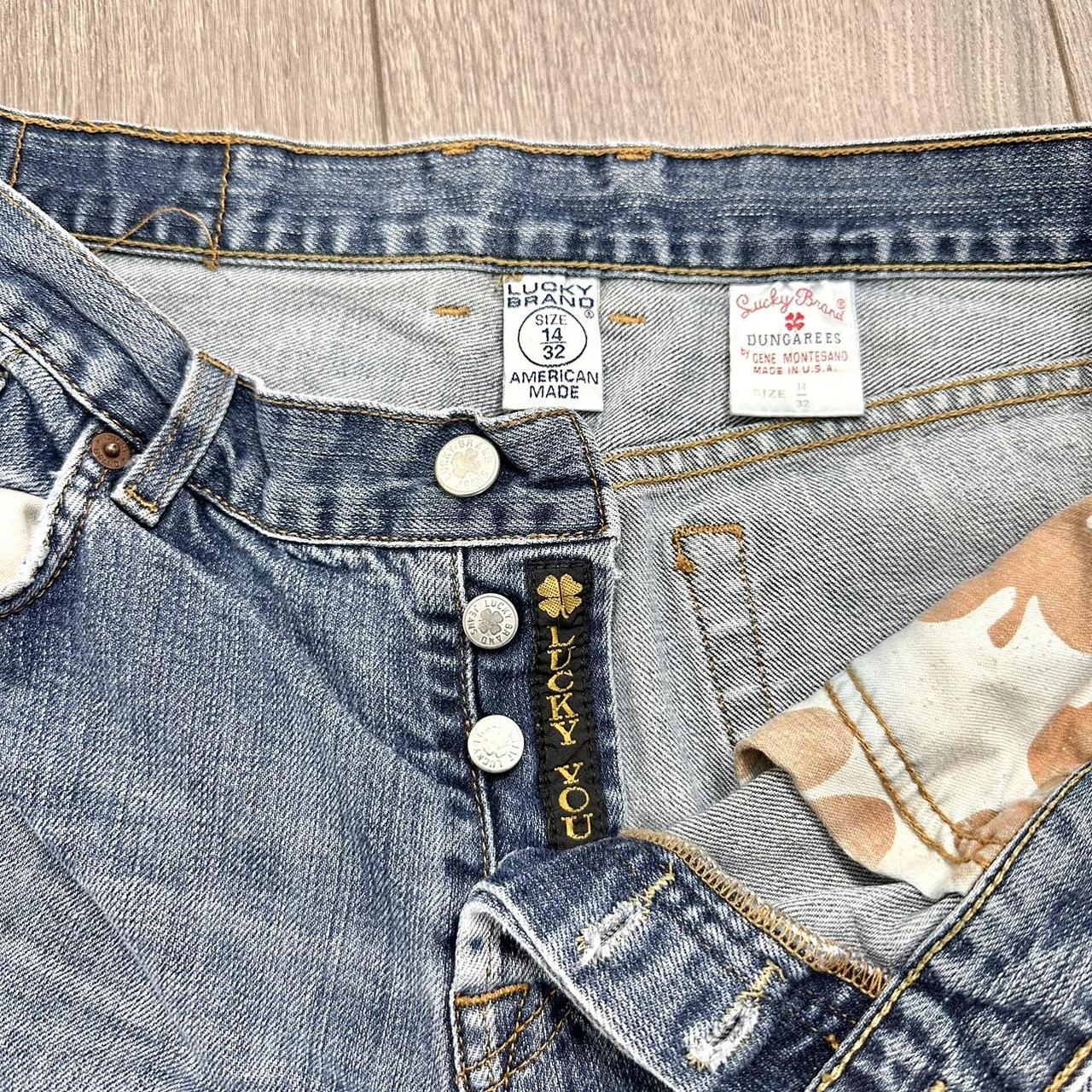 Vintage lucky dungaree brand jeans from the Y2K - Depop