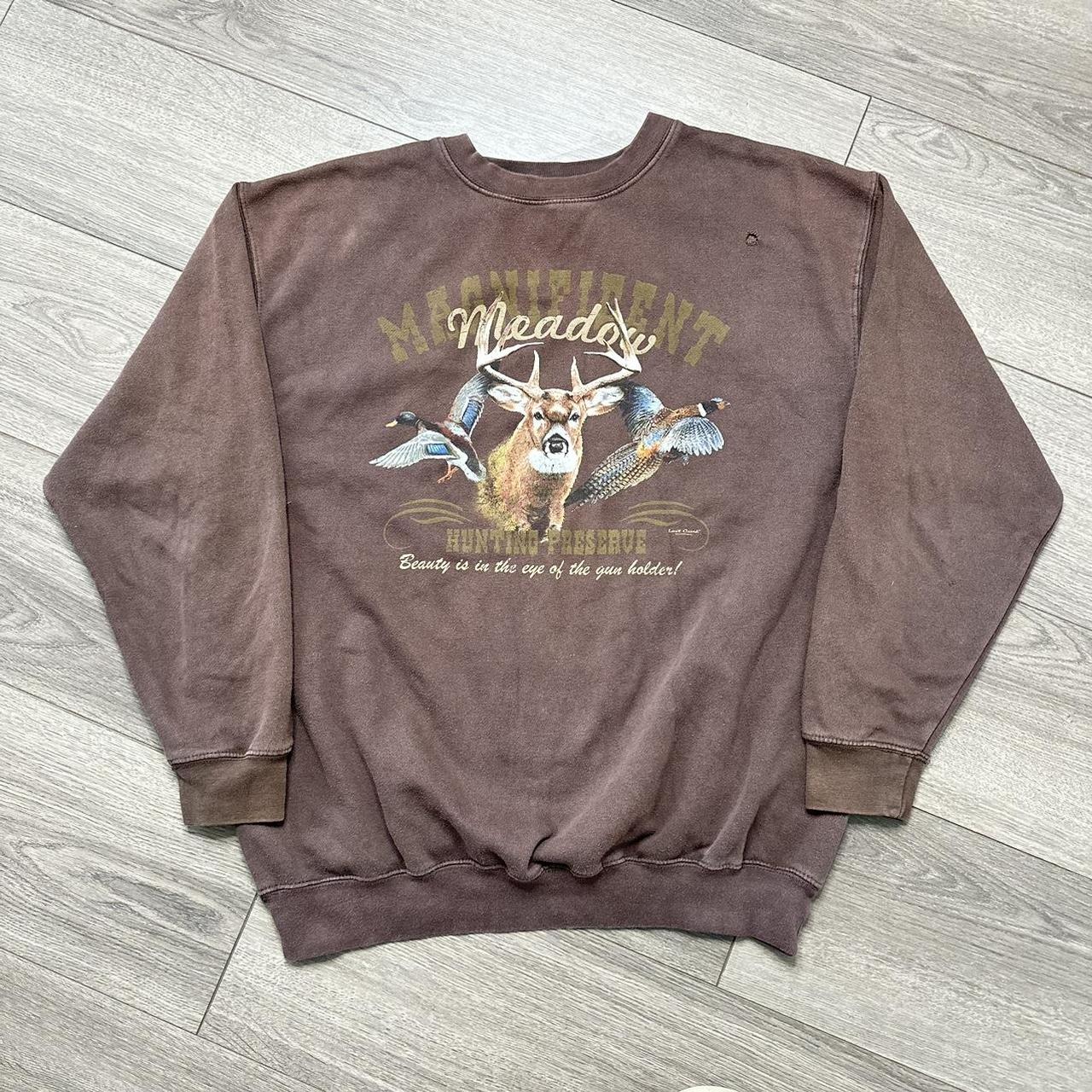 Vintage Brown Hunting Sweatshirt!!! -Excellent... - Depop