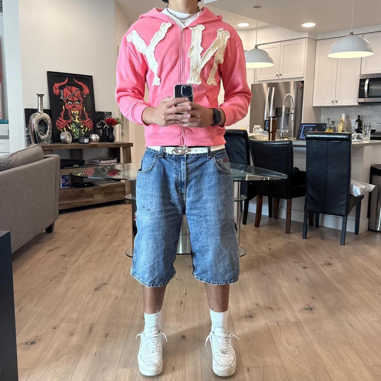 Distressed Pink New York Yankees Hoodie! Pink and... Depop