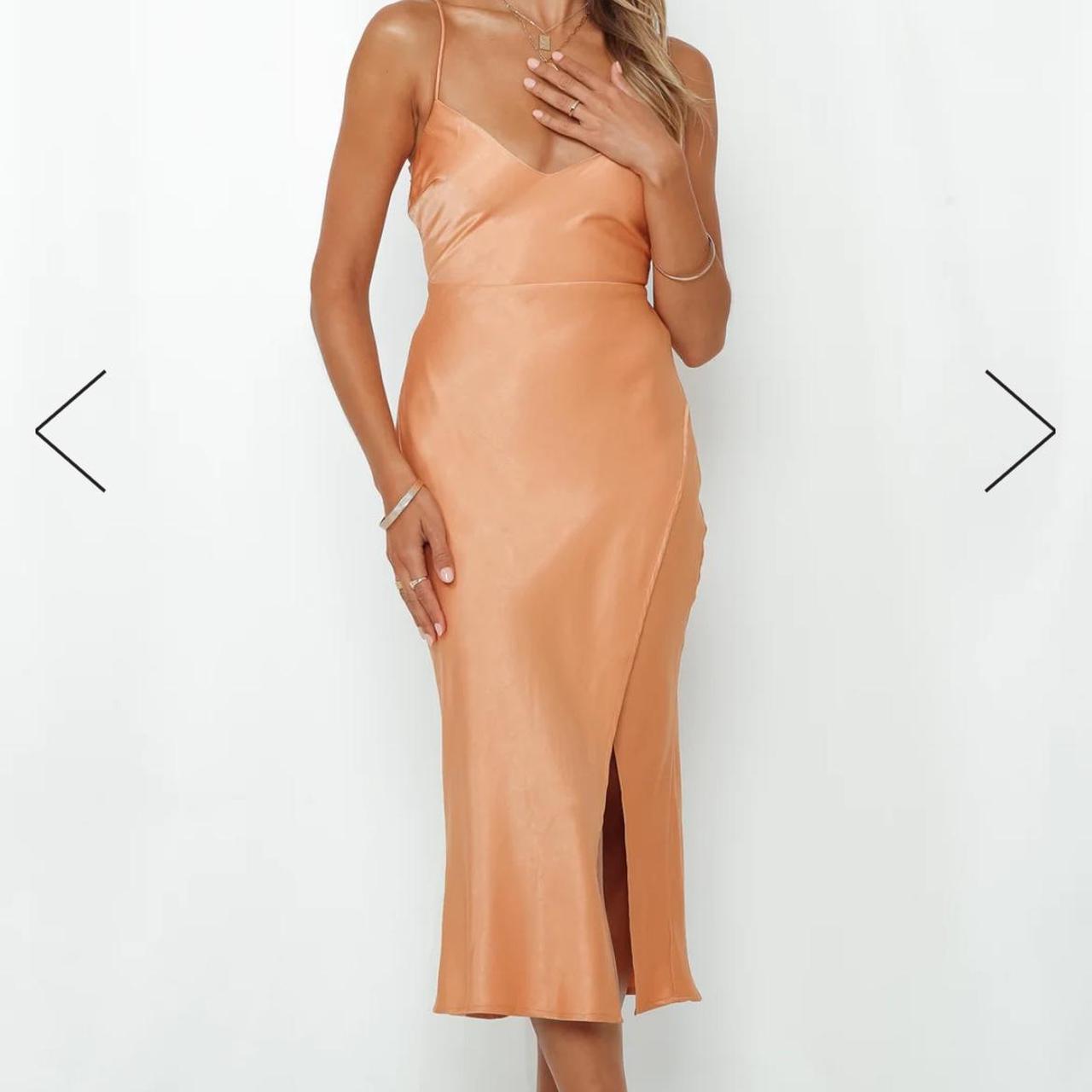 HELO MOLLY CRASHING PROM MIDI DRESS ORANGE