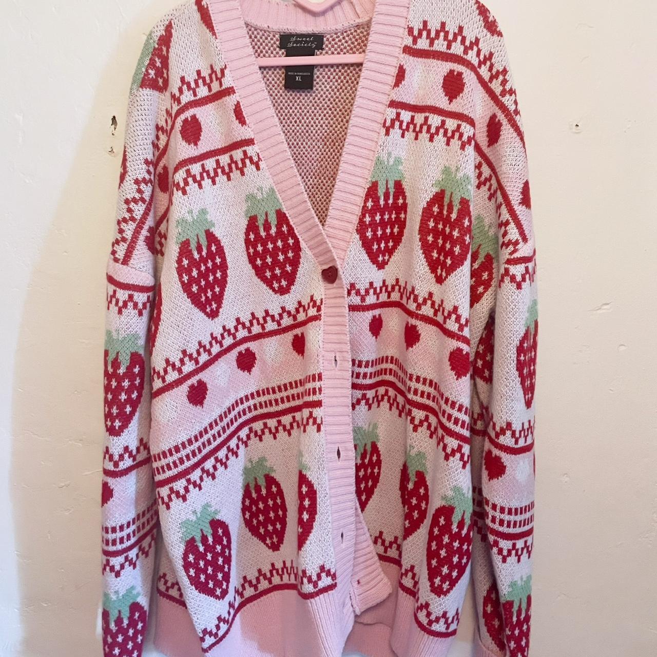 Hot Topic Women's Pink and Red Cardigan Depop