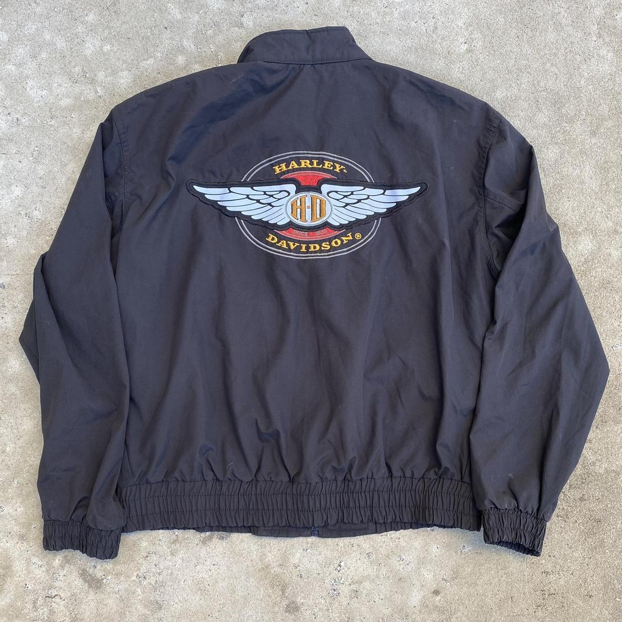 VINTAGE 1990s HARLEY DAVIDSON NYLON RACING BOMBER... - Depop