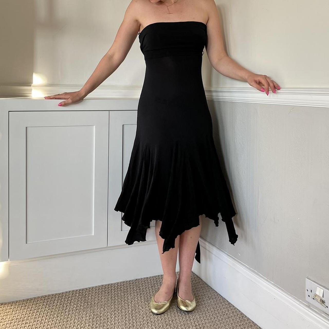 Black Asymmetric Hem Midi Dress Best fits a size... - Depop