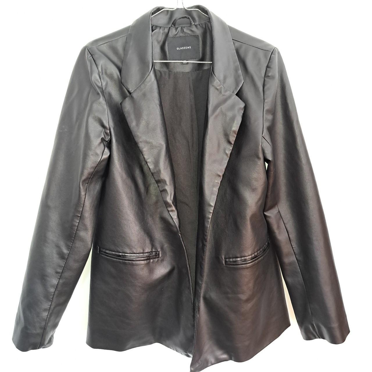 Black pleather glassons blazer So chic for work Depop