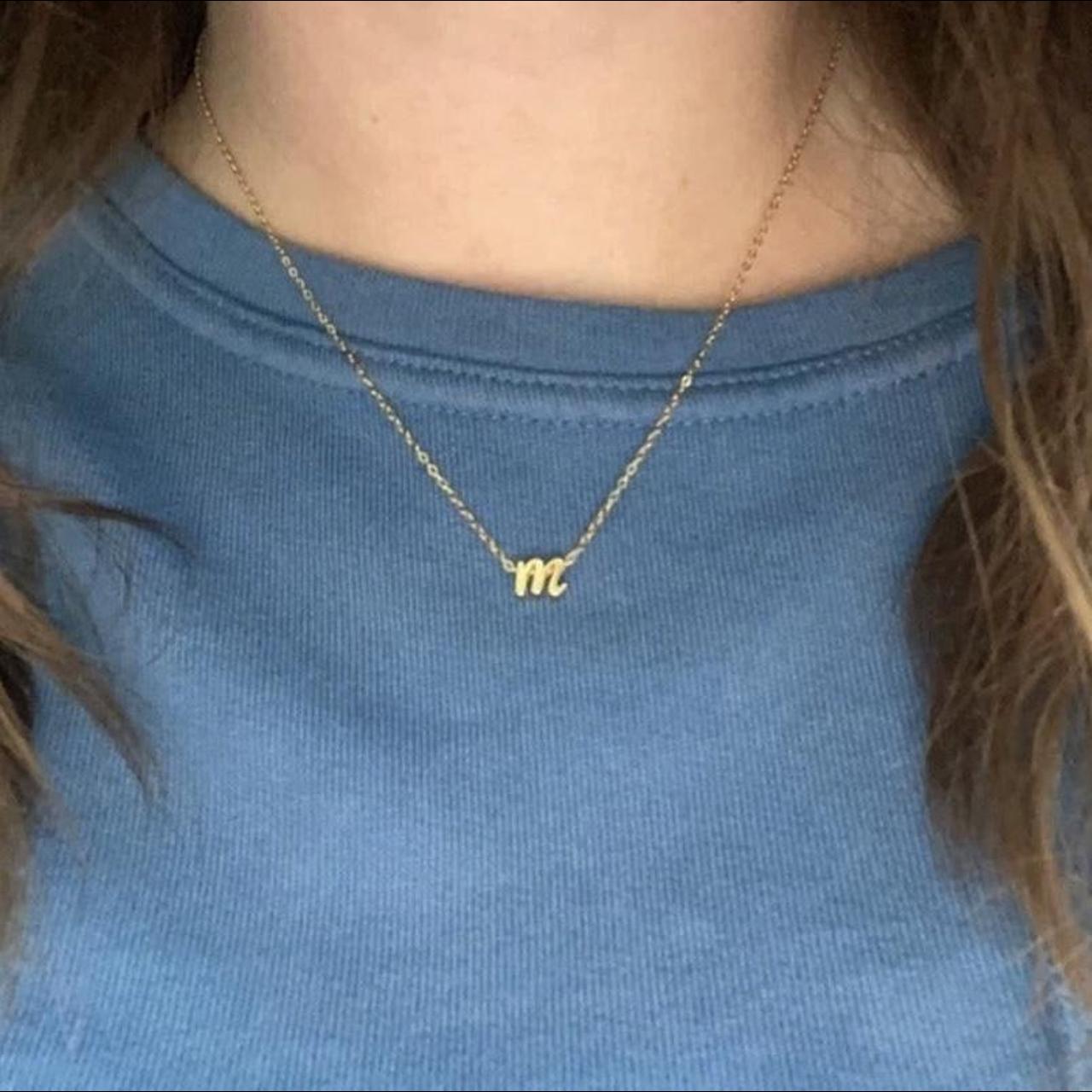 B/b Initial Gift Necklace Tiny Letter Necklace... - Depop