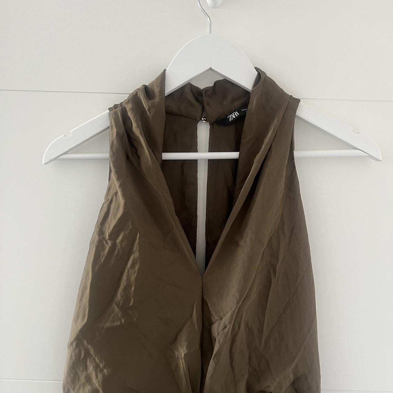 Zara Women's Khaki Jumpsuit Depop