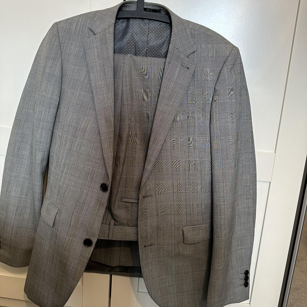 Next men’s grey pinstripe pattern suit size small... - Depop