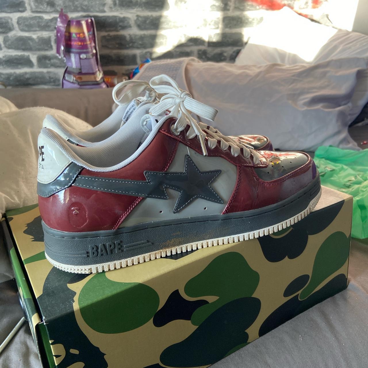 GREY /RED BAPESTA TRAINERS Worn But Still In Great... - Depop