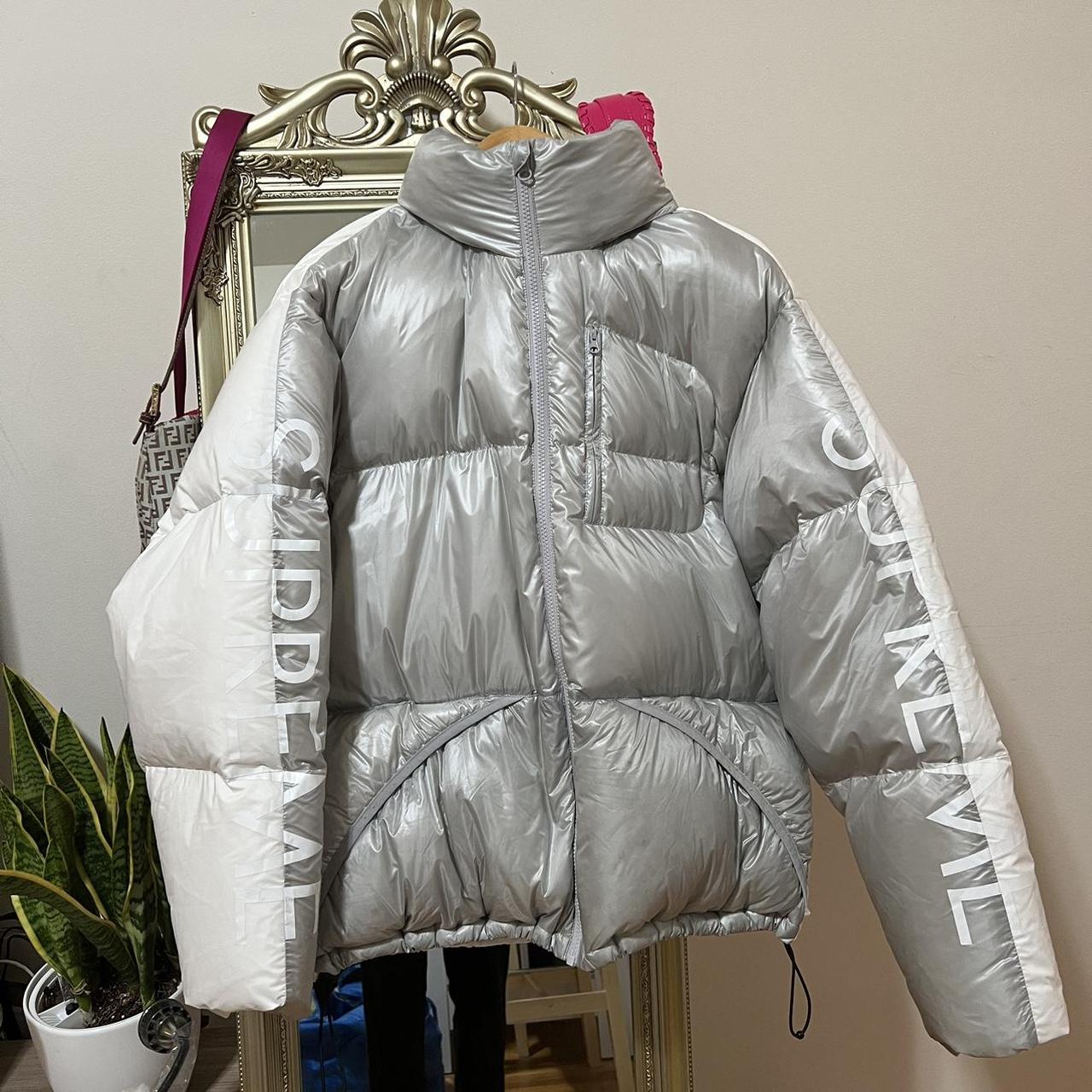 Supreme silver puffer on sale jacket