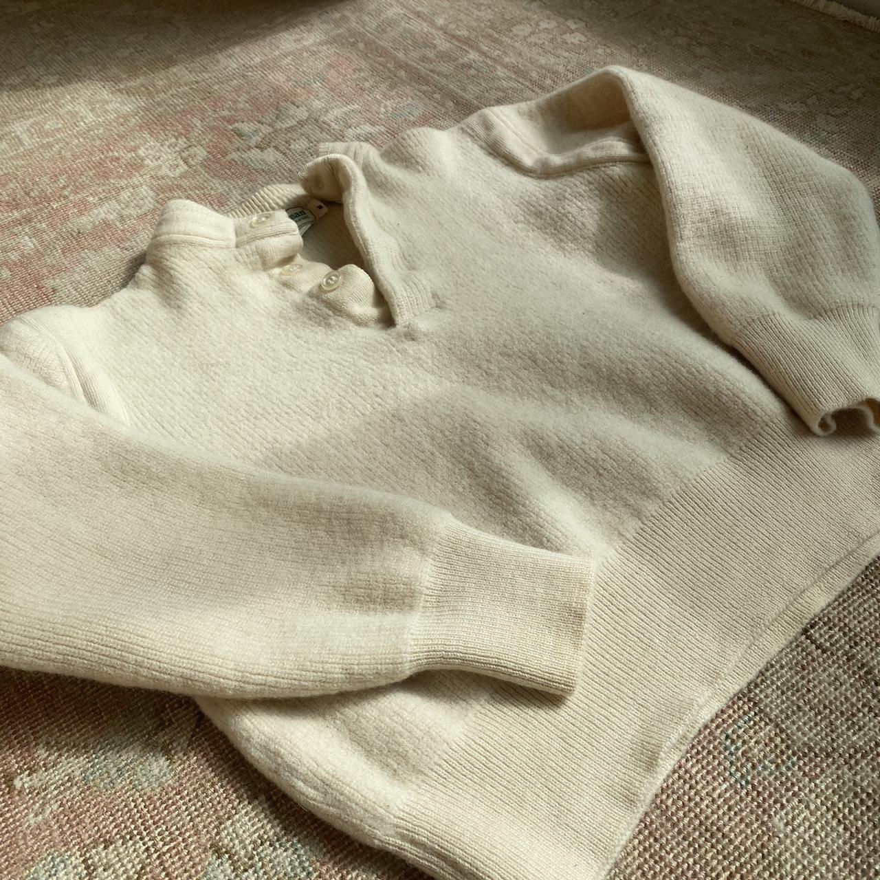Vintage Wool Cream Sweater 100 wool, some wear... Depop