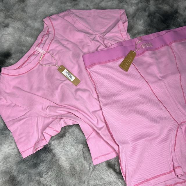 Brand new bubblegum skims set Top:L Shorts:L - Depop