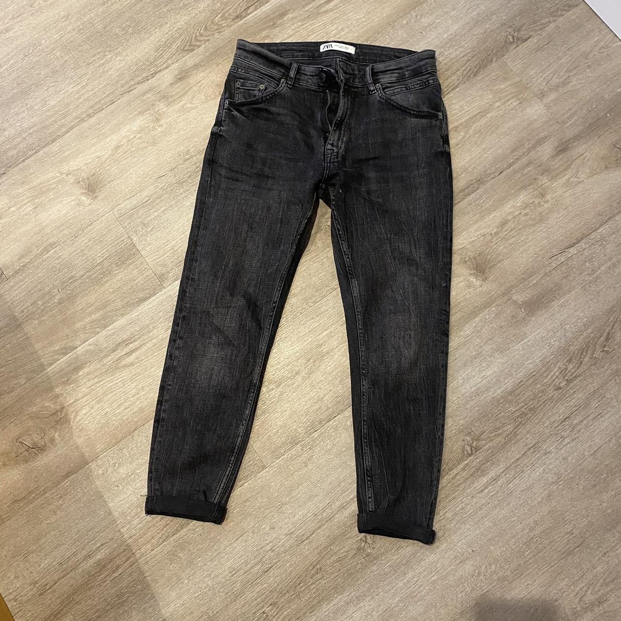 Zara skinny 31” waist stone washed black jeans - Depop