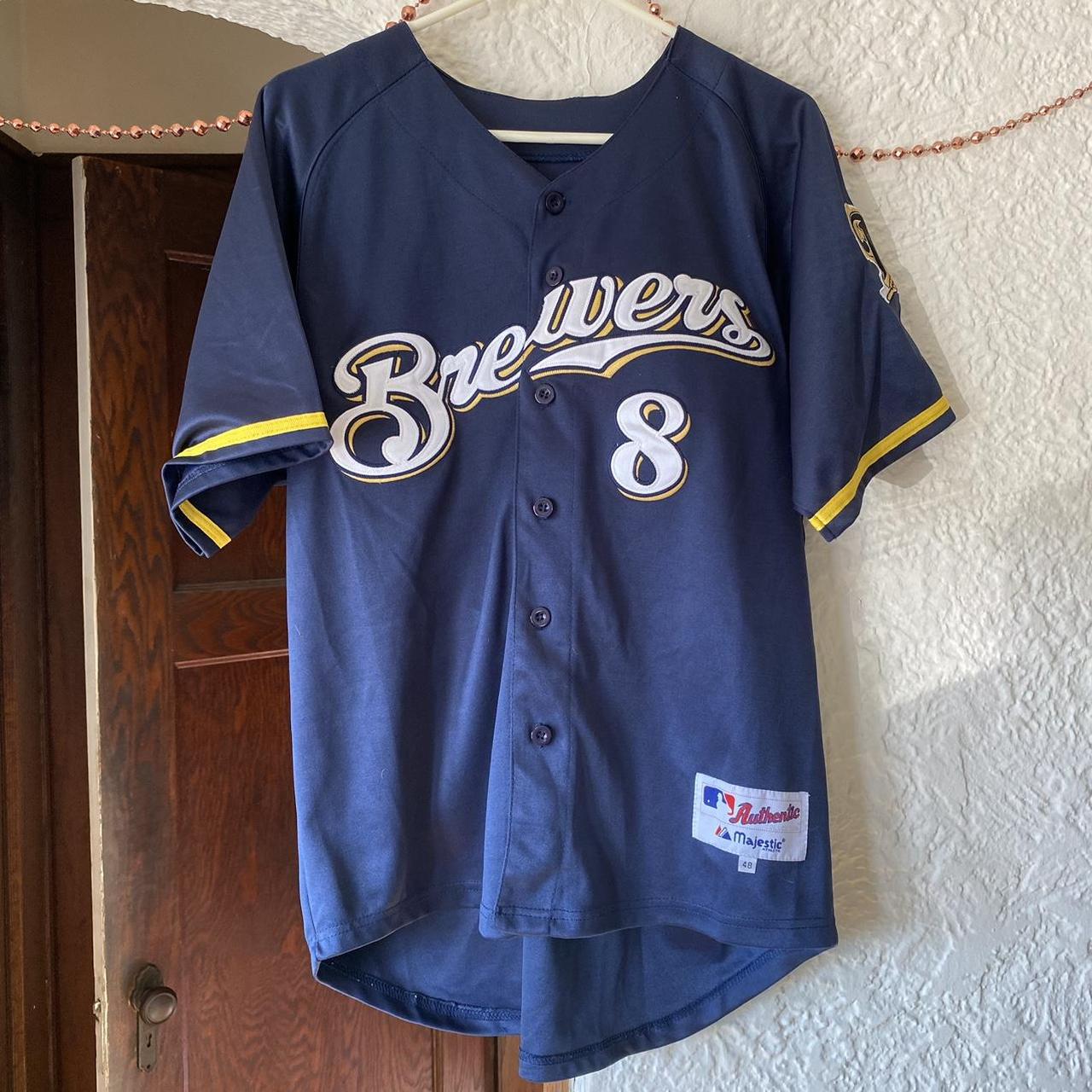 Milwaukee Brewers Ryan Braun Majestic Baseball Jersey Size XL Blue