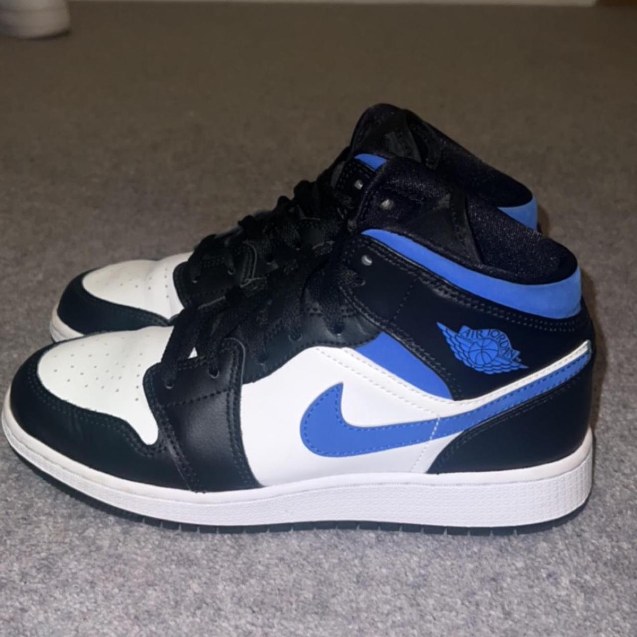 Blue and black Jordan 1 MID Size 5, worn a few times... - Depop