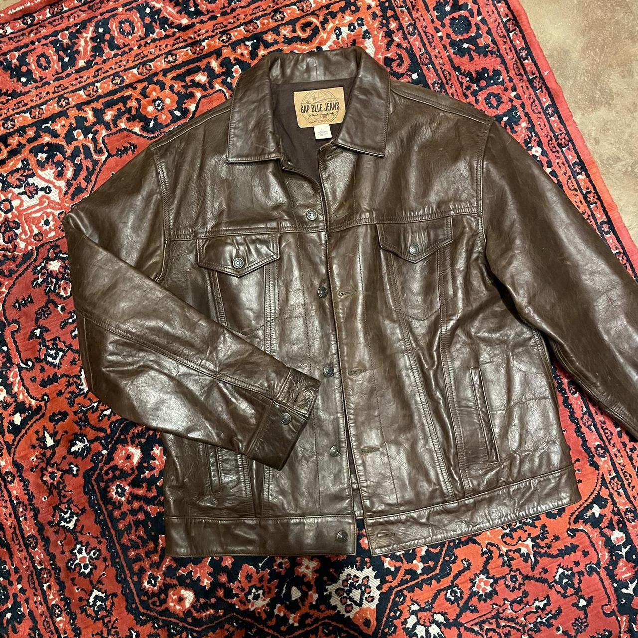 Gap brown cheap leather jacket