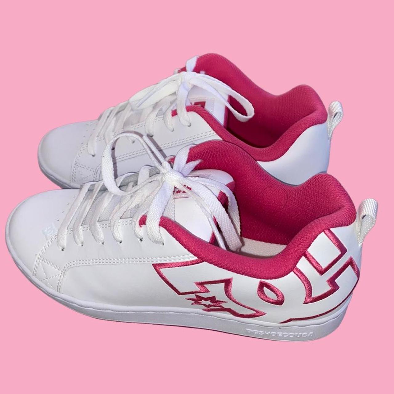 DC skate shoes, pink and white. never worn. size 8.5... Depop