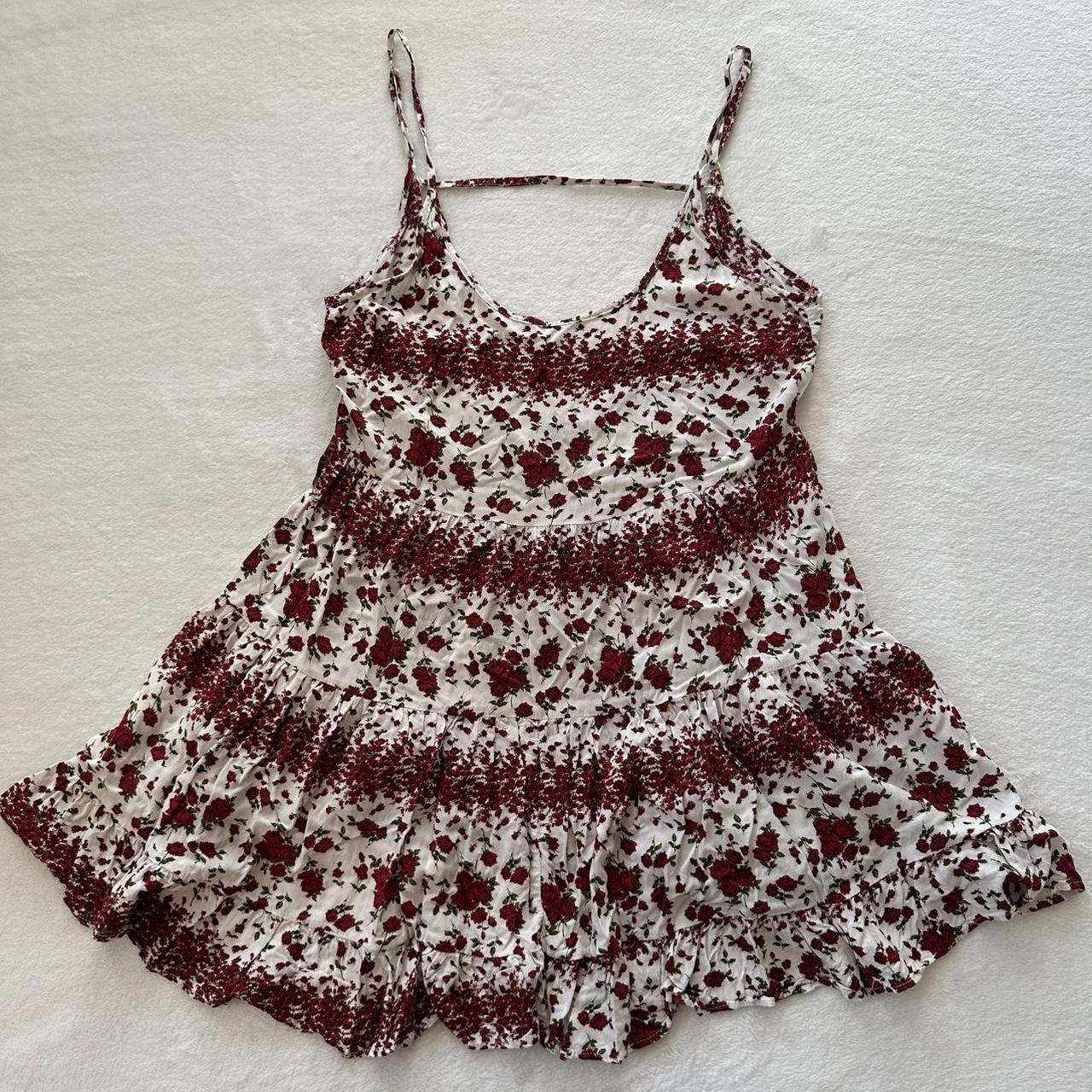 Brandy Melville Women's Babydoll Dress Red/White One size