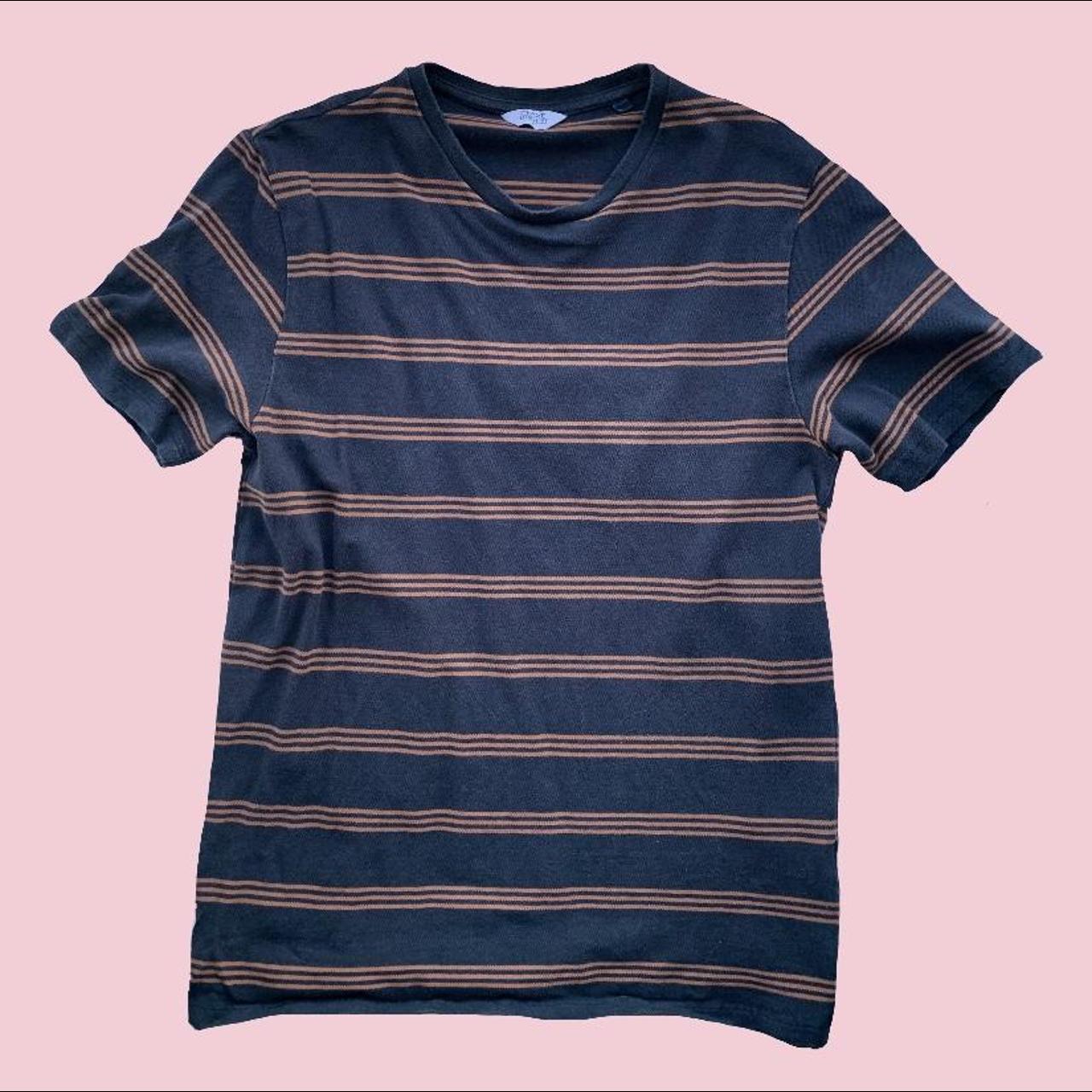 🔹🔸blue and orange stripe tshirt *size small *worn... Depop