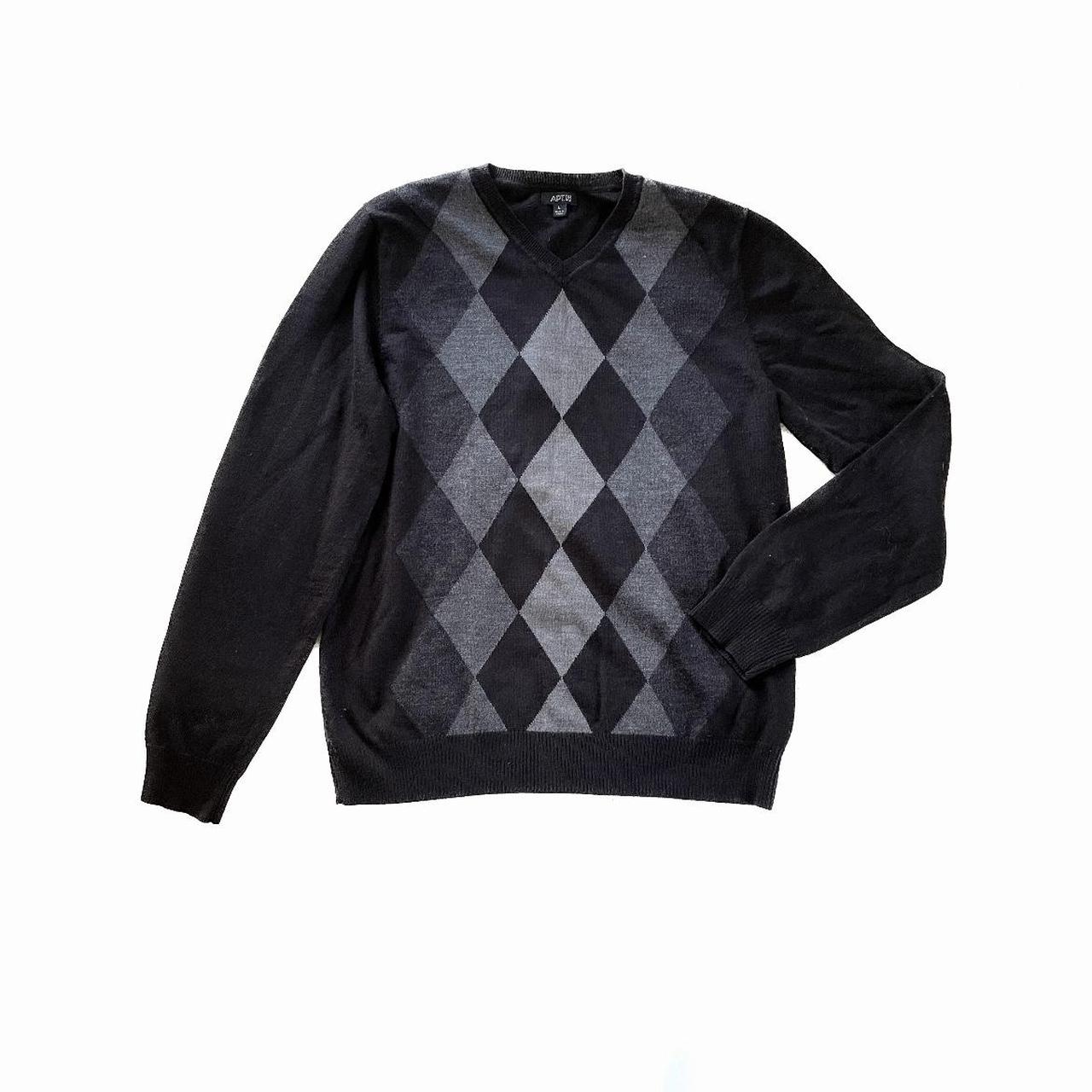 BLACK & GRAY ARGYLE SWEATER 🗝️ Absolutely perfect... Depop