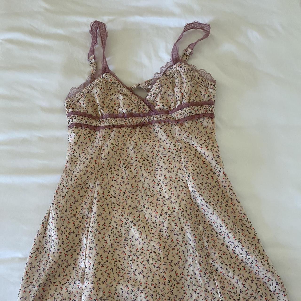 Urban Outfitters Ginny Lace Slip Dress. Pink floral... - Depop