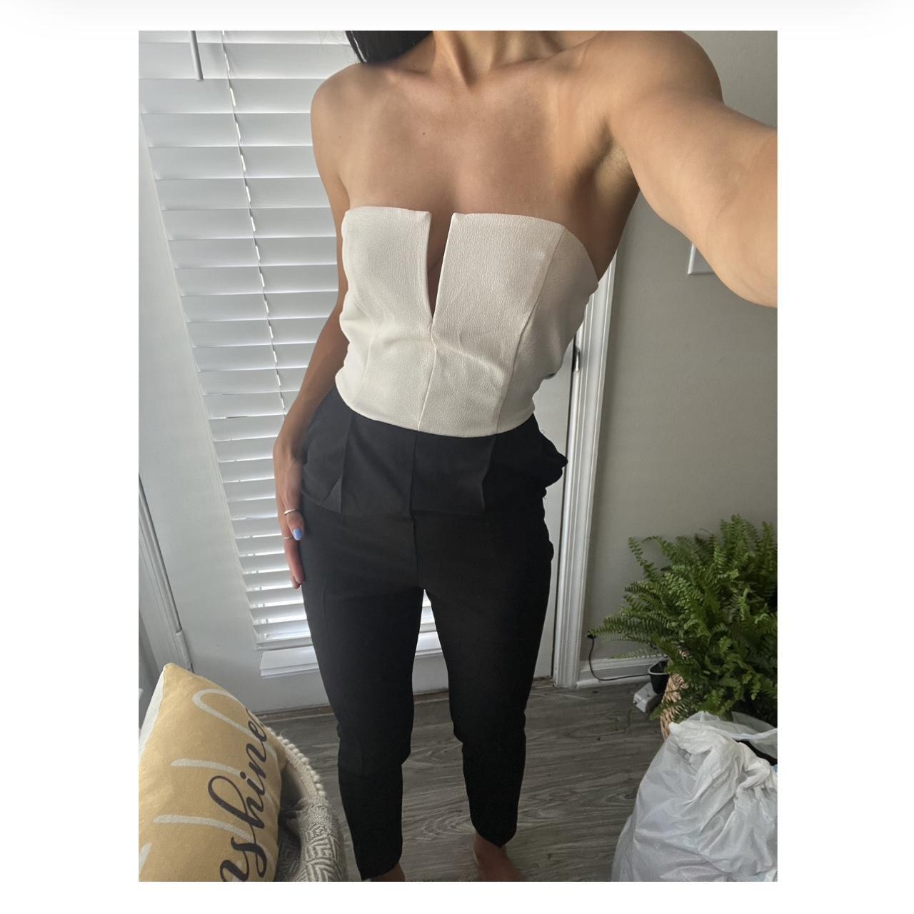 Fashion Nova black and white jumpsuit white... - Depop