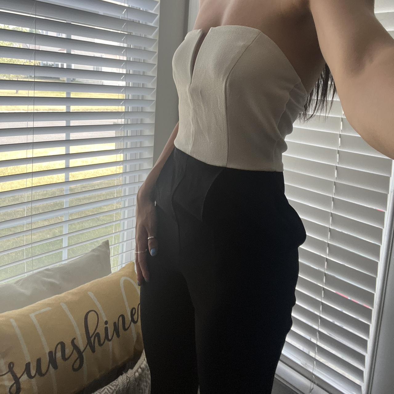 Fashion Nova black and white jumpsuit white... - Depop