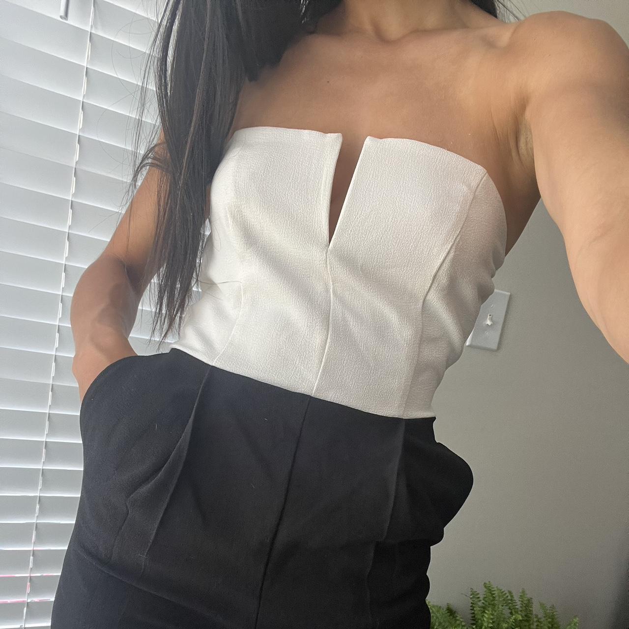 Fashion Nova black and white jumpsuit white... - Depop